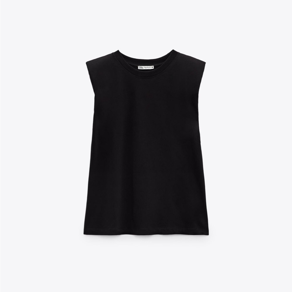 Zara Shoulder Pad Top - Black - Size S